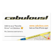 Cabulous Visitenkarte für Fahrer