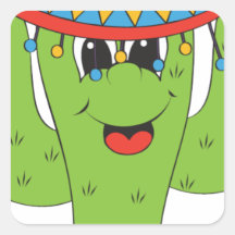 cactus party square sticker