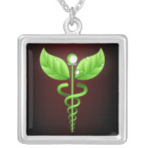 Caduceus: Alternativmedizin-Quadrat-Halskette