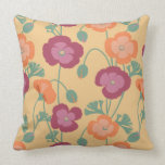 California Poppies Floral Pattern on Gold Pillows