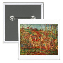 Camille Pissarro - Rot Roofs Leinwandhaus des Öl-1 Anstecknadel