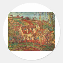 Camille Pissarro - Rot Roofs Leinwandhaus des Öl-1 Runder Sticker