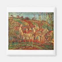 Camille Pissarro - Rot Roofs Leinwandhaus des Öl-1 Magnets