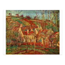 Camille Pissarro - Rot Roofs Leinwandhaus des Öl-1 Postkarten