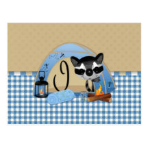 Camping Raccoon Buchstabe I Postkarte