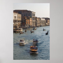Canal Grande mit Booten, Venedig, Italien Plakatdruck