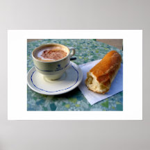 Cappuccino und Stangenbrot Plakatdrucke
