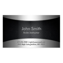 Carbon Black Swim Instructor Business Card
