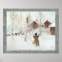 Carl Larsson - Vorgarten und das Wäsche-Haus Plakat