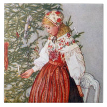 Carl Larsson-Weihnachtsbaum-Kunst-Fliese Trivet