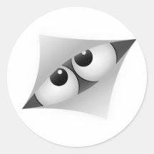 Cartoon Augen schauen durch Spalt Runde Sticker
