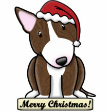 Cartoon-Brindle Stier-Terrier-Weihnachtsverzierung Photo Statue