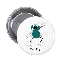 Cartoon-Disco-Tanzen-Fliege Button