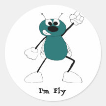 Cartoon-Disco-Tanzen-Fliege Runde Sticker