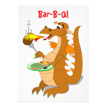 Cartoon-Drache-Grill-Party Einladungs-Schablone