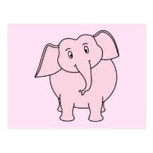 Cartoon eines rosa Elefanten Postkarte