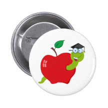 Cartoon-graduierter Wurm in Apple Anstecknadelbutton