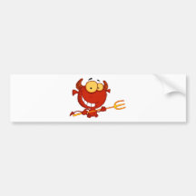 Cartoon-kleiner Teufel mit Heugabel Autosticker