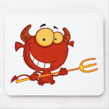 Cartoon-kleiner Teufel mit Heugabel Mousepad