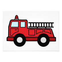 Cartoon-Klipp-Kunstfiretruck-Notfahrzeug-LKW Personalisierte Einladungen