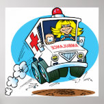 Cartoon-Krankenwagen Plakat