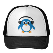 Cartoon Penguin mit Kopfhörerhut Baseball Kappe