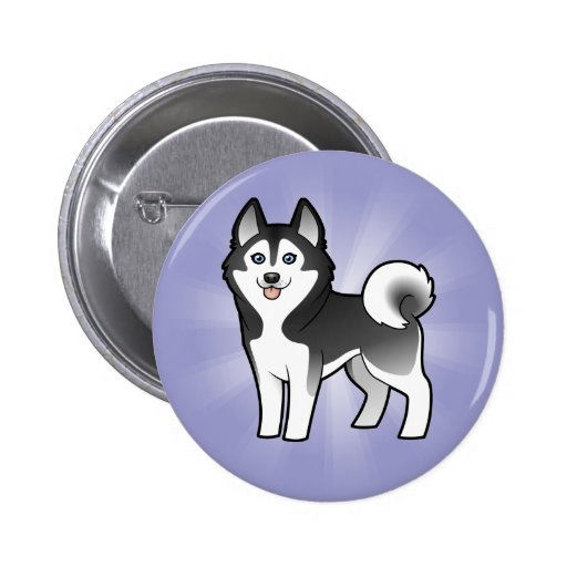 Cartoon-sibirischer Schlittenhund/alaskischer Mala Anstecknadelbuttons
