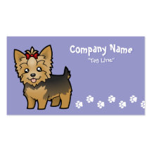 Cartoon-Yorkshire-Terrier (kurzes Haar mit Bogen) Visitenkarten Vorlage
