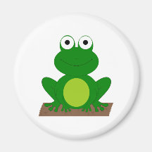Cartoonfrosch auf einem Klotz Kühlschrankmagnet