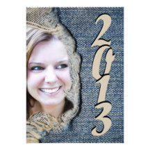 Casual and Fun Blue Jean Graduation Party Personalized Announcement
