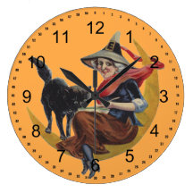 Cat and Witch Clock