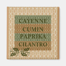 CAYENNEPFEFFER, KREUZKÜMMEL, PAPRIKA, CILANTRO-KÜC KÜHLSCHRANKMAGNET