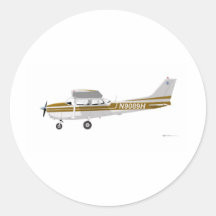 Cessna 172 Skyhawk Brown Runde Aufkleber