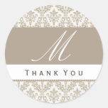 Champagne-Damast-Monogramm-Hochzeit DANKEN IHNEN S Sticker