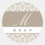 Champagne-Damast-Monogramm-Hochzeit UAWG St. Sticker