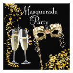 Champagne-Masken-Schwarz-Goldmaskerade-Party Einladungen