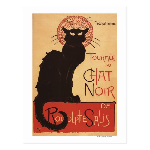Chat-Noir Kabaretttroupe-schwarze Katzepromo-Plaka Postkarte