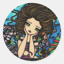 "Chelsea" Meerjungfrau-und -kraken-Kunst Sticker