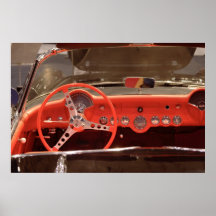 Chevrolet Corvette Lenkrad 1956 und Schlag Posterdruck