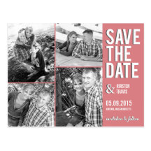 Chic-Collagen-Save the Date Postkarte