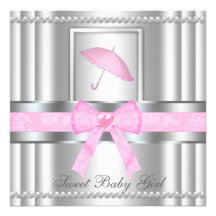 Chic gebeugte silberne u. rosa Babyparty laden ein Ankündigung