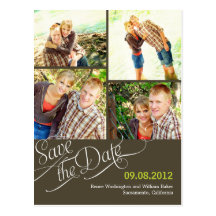 Chic-Kalligraphie-Save the Date Postkarte - Grau