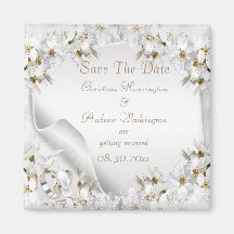 Chic-Weiß-Tauben-Paisley-Spitze Save the Date Magnets