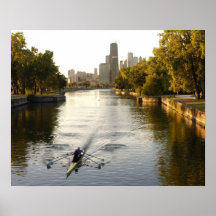 Chicago, Illinois, Rowers in Lincoln Park Lagune Plakatdrucke