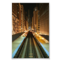 Chicago "L" Station nachts Kunst Photo