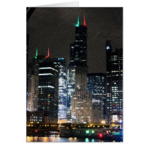 Chicago-Skyline bei Christmans Grußkarte