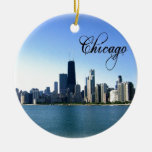 Chicago-Skyline-Foto mit Chicago-Text Weinachtsornamente