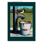 CHICKADEE AUF PUMPEN-PASTELL-KUNST GRUßKARTEN
