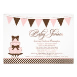 Chicrosa + braune Mädchen-Babypartyeinladung