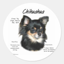 Chihuahua-(langer) Geschichtsentwurf Runder Aufkleber